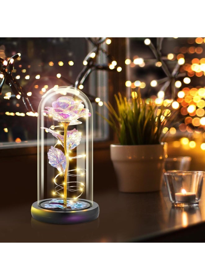 Preserved Forever Valentines Day Flower Gifts for Her, Glass Light Up Rose Gifts for Women Mom Grandma Girlfriend Wife Sister, Valentines Mothers Day Christmas Birthday Womens Gift (Colorful) - Image 3